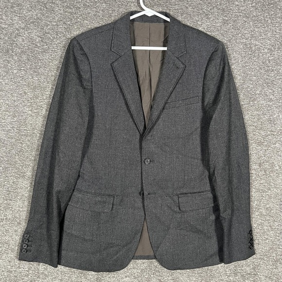 AllSaints Blazer Mens 36 Gray Howth Wool Blend Two Button‎ Sport Coat Jacket